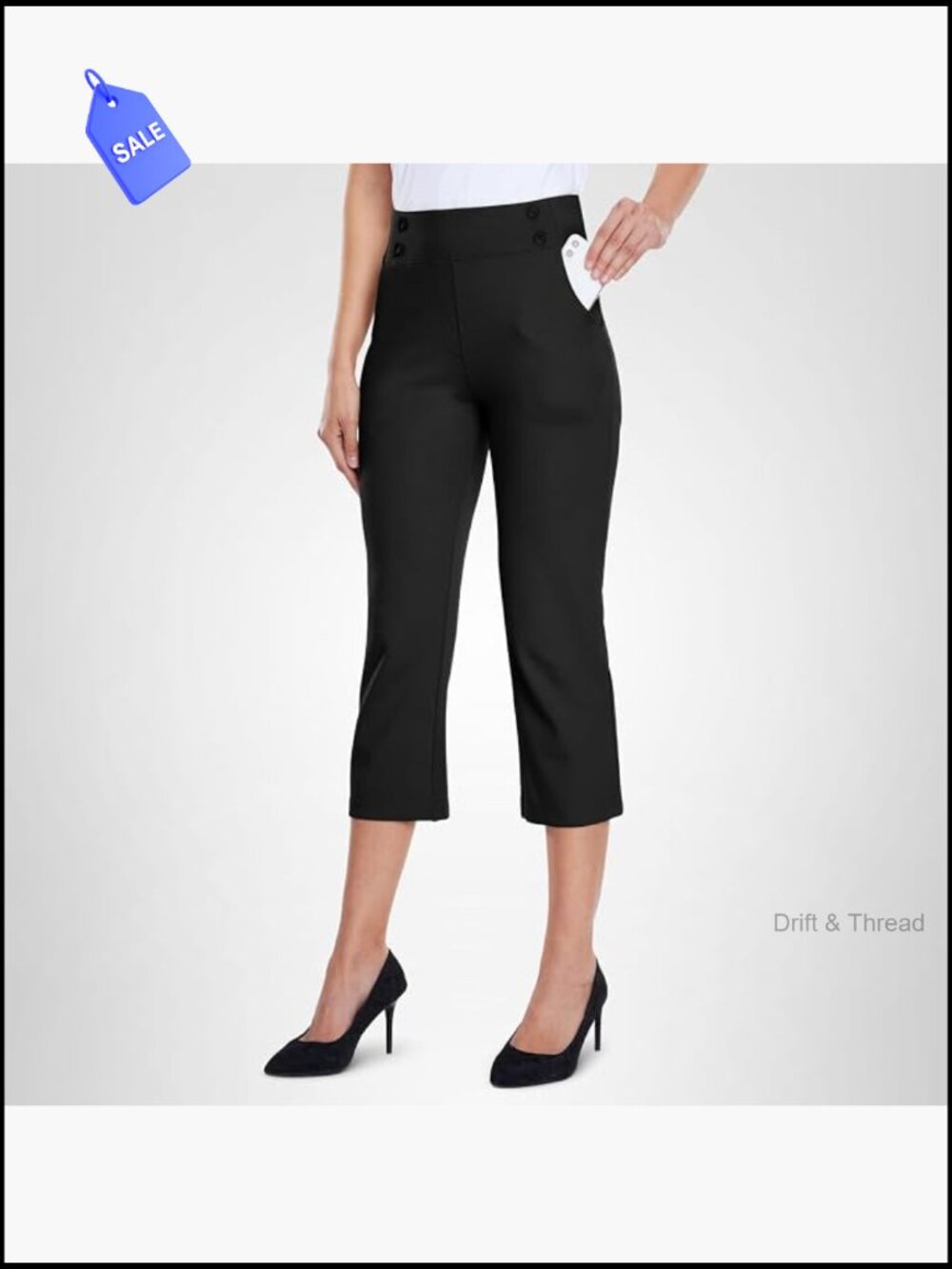 Women's Capri Yoga Pants 21" Stretch Business Casual Office Straight Leg
